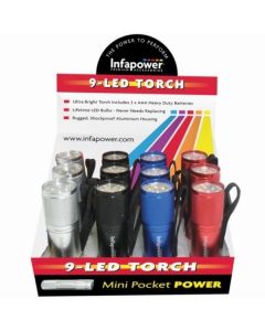 Infapower 9 LED Coloured Aluminium Mini Pocket Torch F006