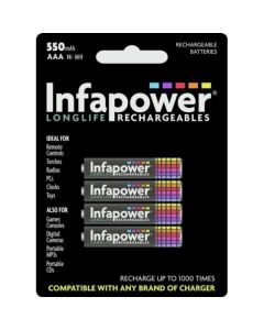 Infapower Rechargeable AAA 550mAh Batteries | 4-Pack