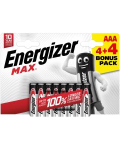 Energizer Alkaline Batteries AAA LR03 MN2400 4+4 Free 8-Pack