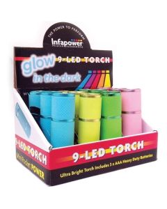 Infapower 9 LED Coloured Glow in the Dark Mini Pocket Torch F007