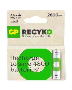 GP Recyko Rechargeable AA Batteries 2600mAh NiMH | Pack of 4