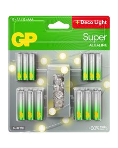 GP 12AA & 12AAA Batteries plus Free LED Deco Light Set