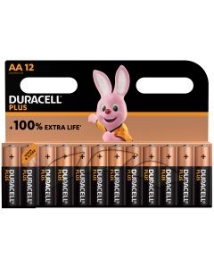 Duracell Plus AA Batteries 100% Extra Life MN1500 LR6 12-Pack