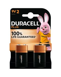 Duracell Plus 9V 6LR61 Alkaline Batteries (2-Pack)