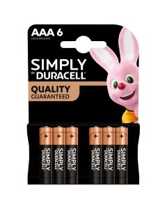 Duracell Simply AAA Batteries LR03 MN2400 6-Pack