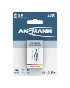 Ansmann Maxe Rechargeable 9V Battery NiMH 200mAh 1Pk