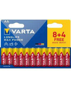 Varta Longlife Max Power AA LR6 Batteries 8+4 FREE